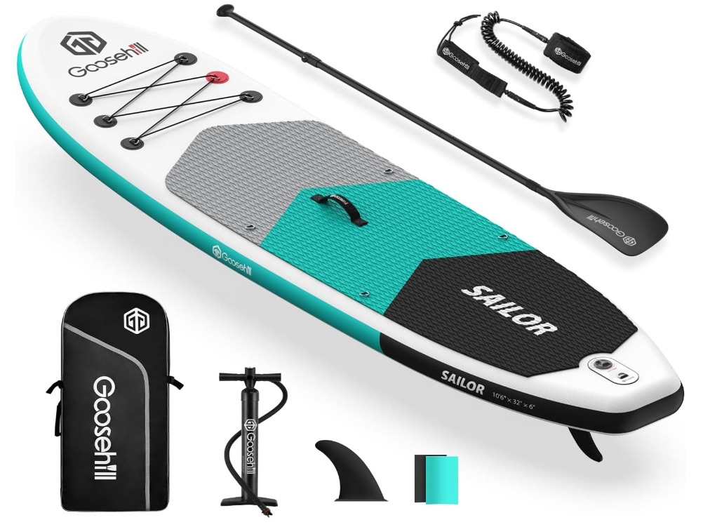 Goosehill Inflatable Stand Up Paddle Board, Premium SUP Package, 10' Long 32