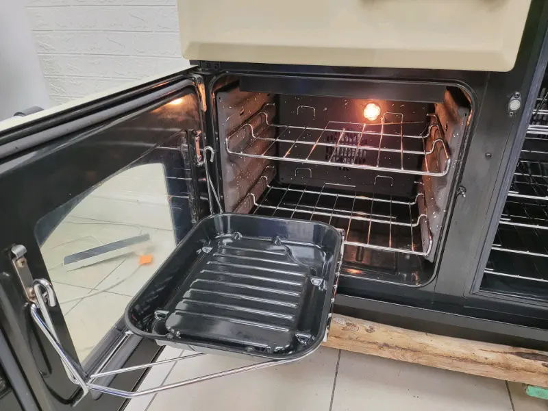 Rangemaster Classic Deluxe Dual Fuel Range Cooker in Cream 100cm