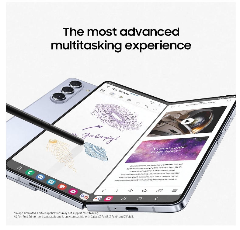 Samsung Galaxy Z Fold5, Unlocked Android Smartphone, 256GB Storage, Icy Blue, 3 Year Manufacturer Extended Warranty (UK Version)