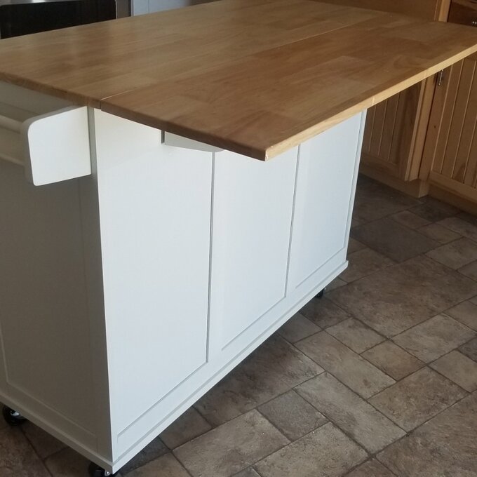 Kuhnhenn 53.5'' Wide Rolling Kitchen Cart with Solid Wood Top